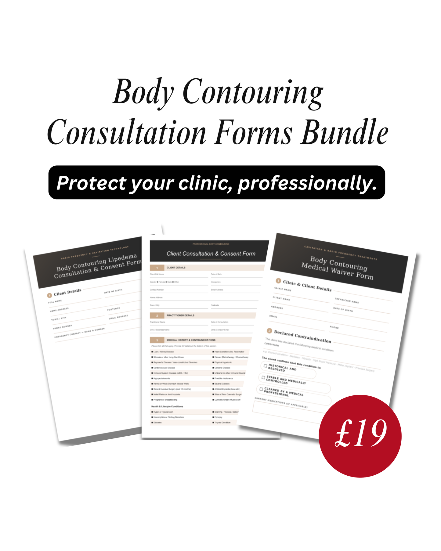 Body Contouring Client Consultation Forms & Consent Pack (Bundle of 3)